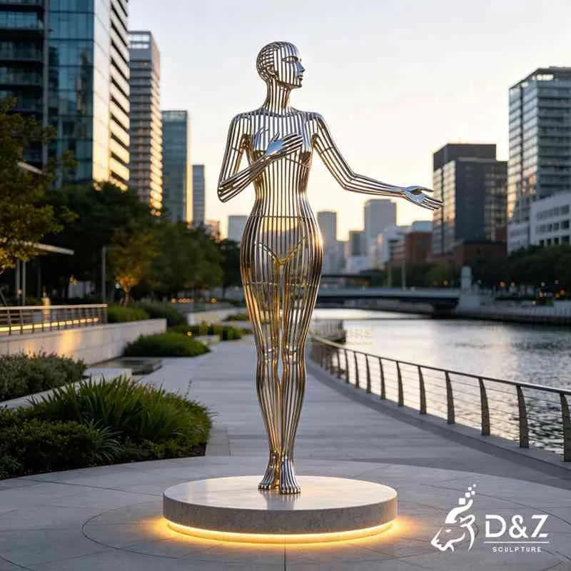 Modern Abstract Sliced Metal Figure Sculpture for Outdoor DZJ-771