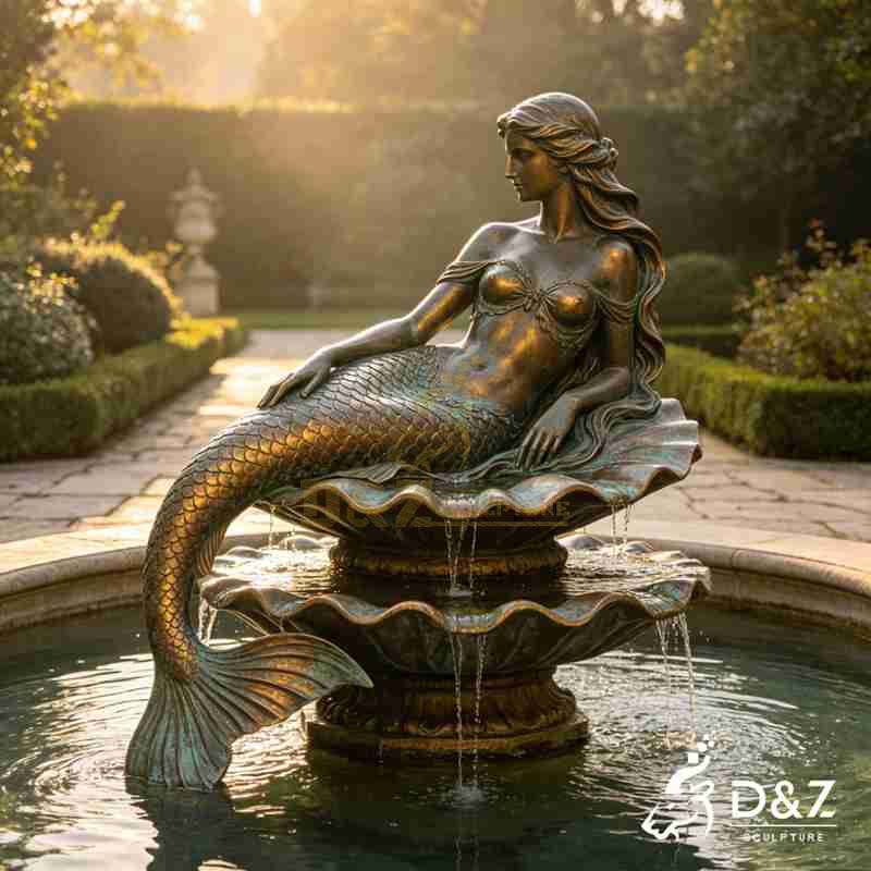 Large Outdoor Bronze Mermaid Fountain for Sale DZJ-775