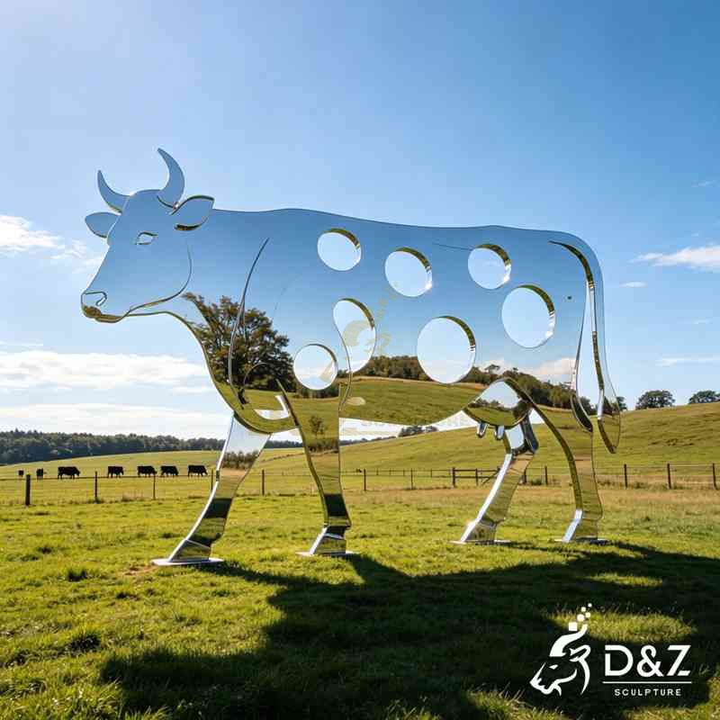 Large Abstract Hollow Metal Cow Sculpture for Sale DZJ-779