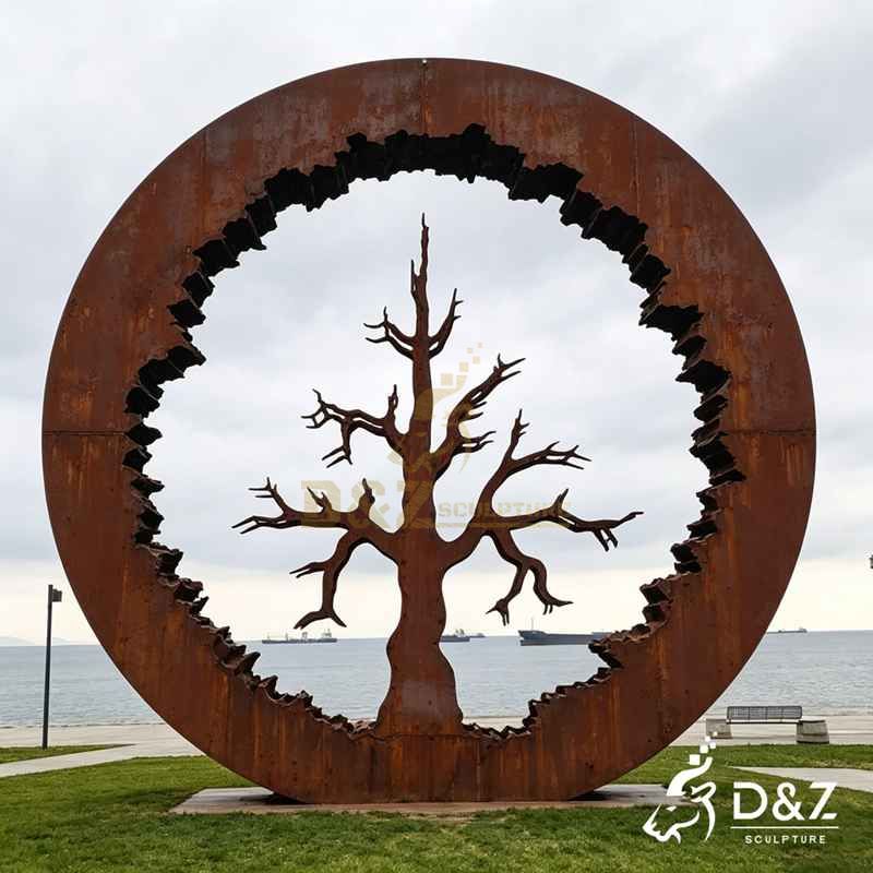 Large Outdoor Corten Steel Tree Sculpture | Hollow Dead Tree Art DZJ-780