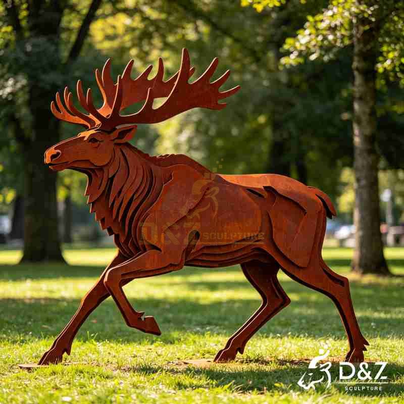Large Geometric Corten Steel Deer Lawn Sculpture for Outdoor DZJ-787