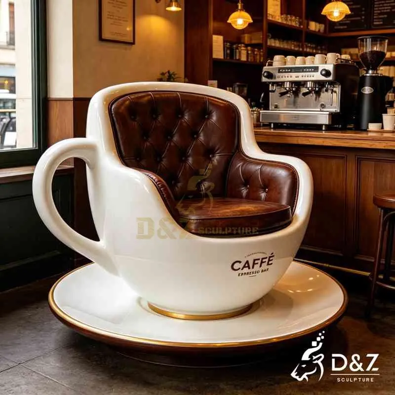 Modern White Metal Coffee Cup Chair Sculpture DZJ-789