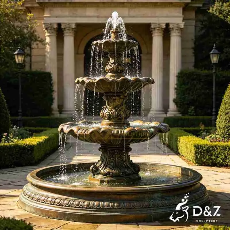 Large Outdoor Bronze Three Tiered Fountain for Garden DZJ-790
