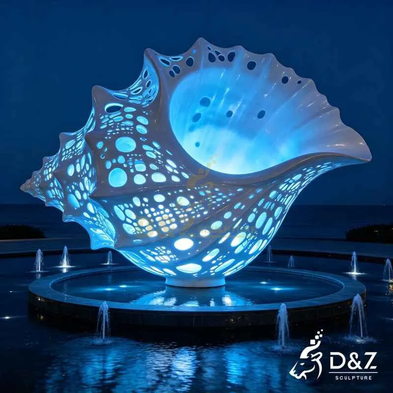Large Abstract Blue Metal Conch Sculpture Lamp for Outdoor DZJ-791