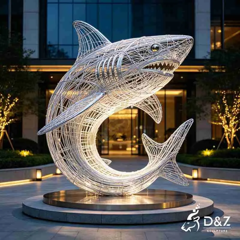 Large Metal Shark Wire Sculpture for Garden DZJ-794