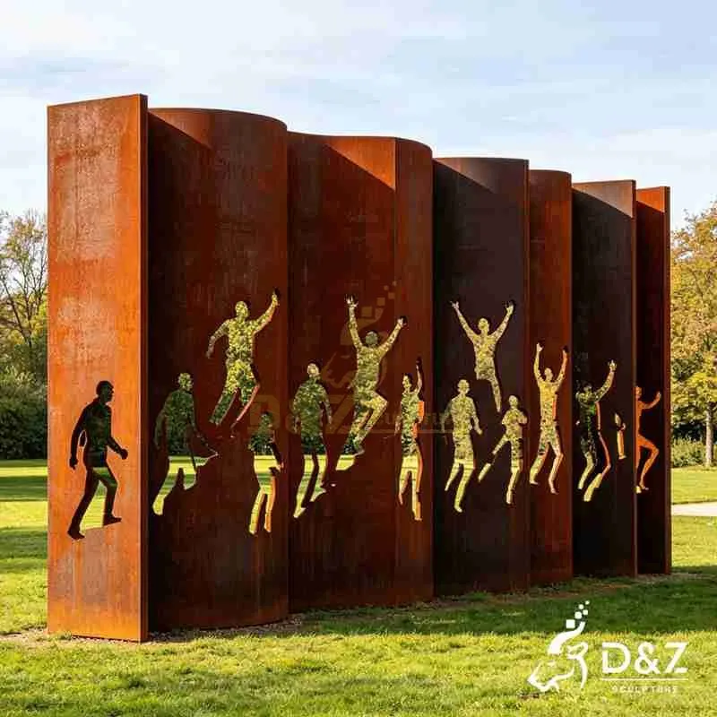 Corten Steel Hollow Man Silhouette Sculpture for Outdoor DZJ-793