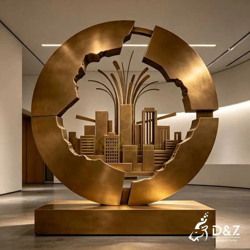 Metal Broken Circular Cityscape Sculpture for Outdoor DZJ-798