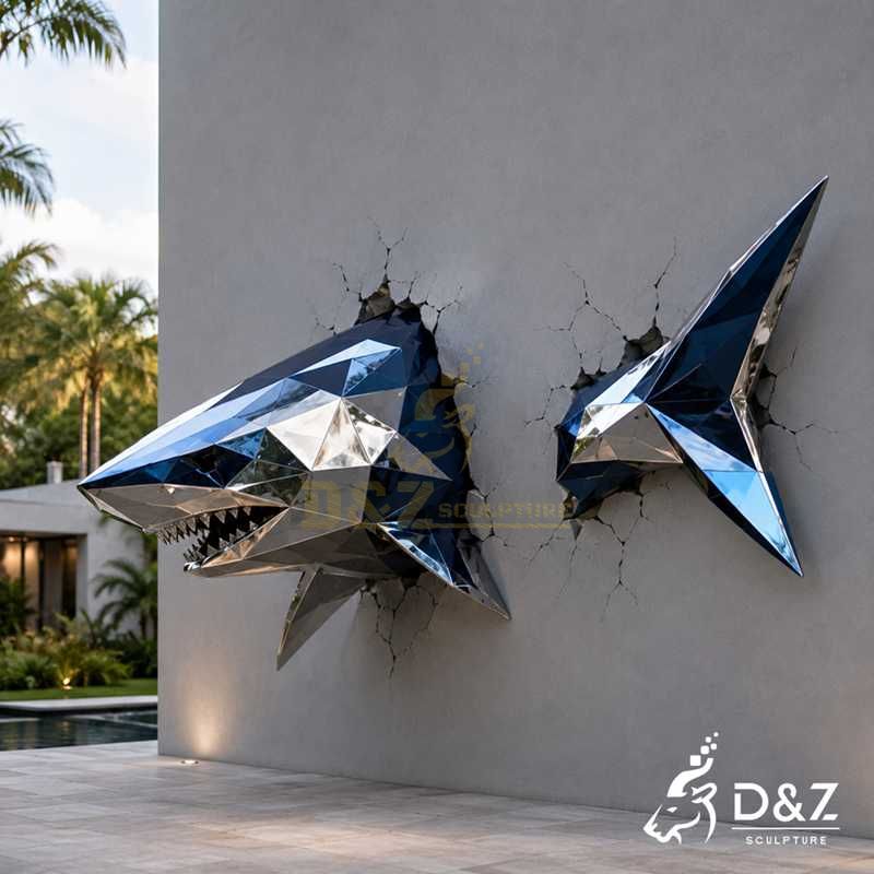 metal shark sculpture