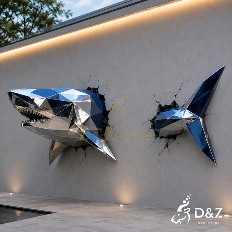 geometric shark sculpture