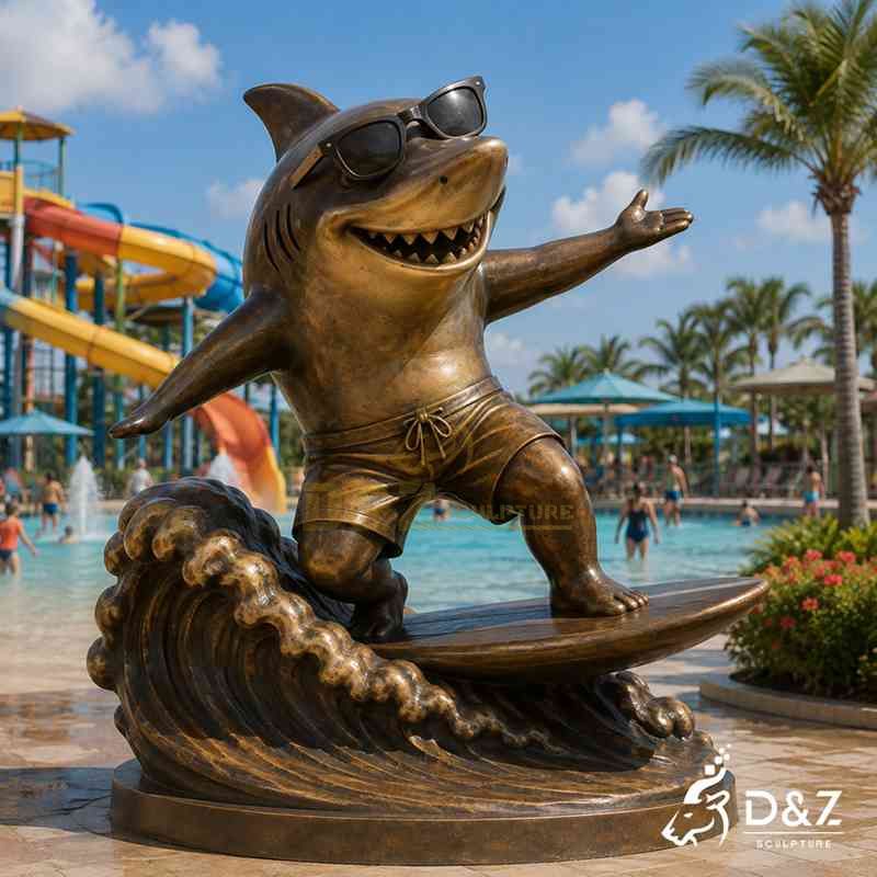 bronze shark statue3