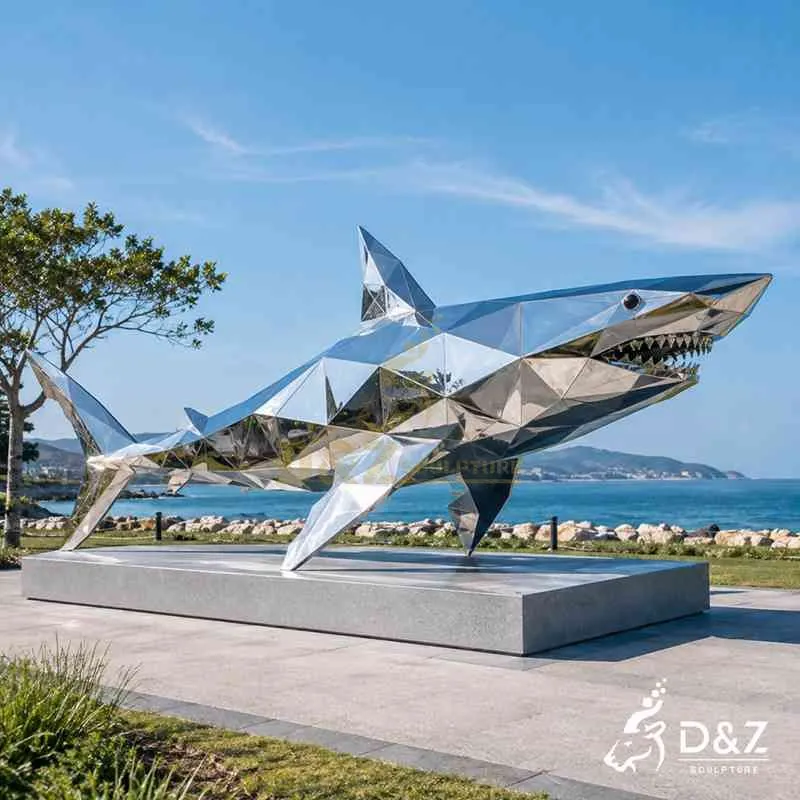 Large Geometric Metal Mako Shark Sculpture for Outdoor DZJ-802