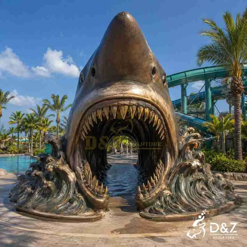 Giant Bronze Scary Shark Statue | Tunnel Sculpture DZJ-808