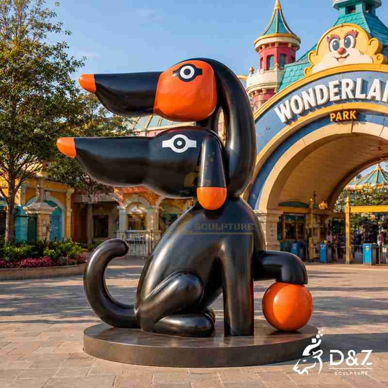 large metal dog sculpture