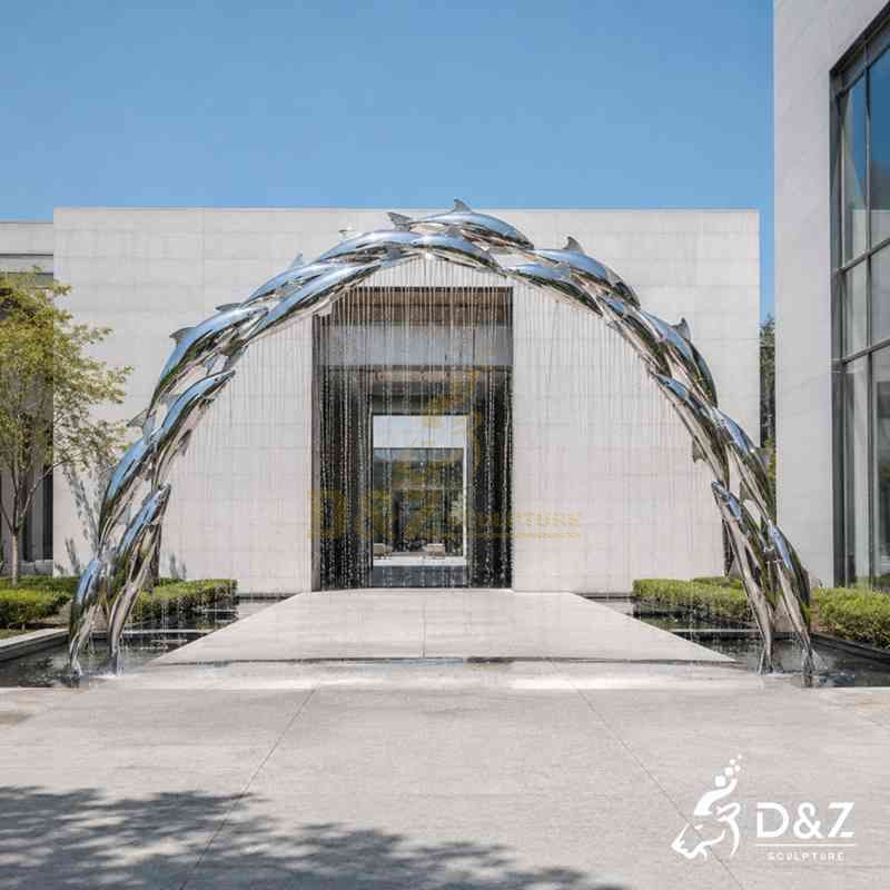 Fish Fountain | Modern Metal Arch Art for Outdoor DZJ-815