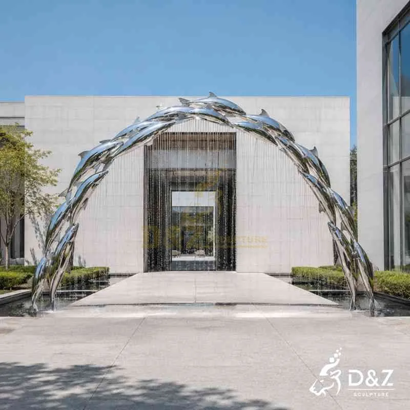 Fish Fountain | Modern Metal Arch Art for Outdoor DZJ-815
