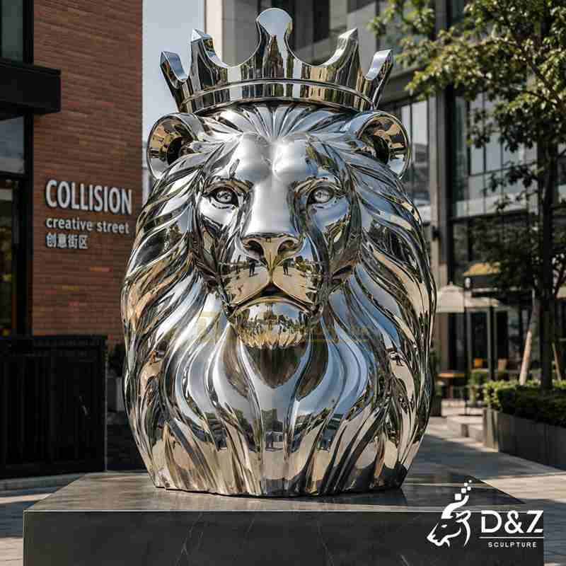 Large Modern Metal Lion Bust Sculpture for Outdoor DZJ-817