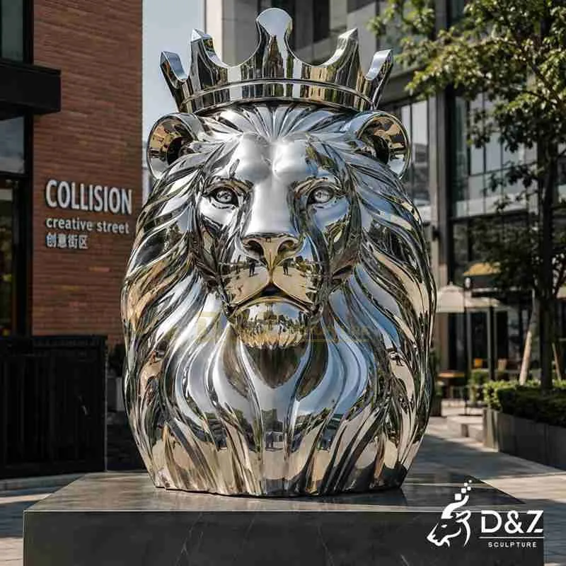 Large Modern Metal Lion Bust Sculpture for Outdoor DZJ-817
