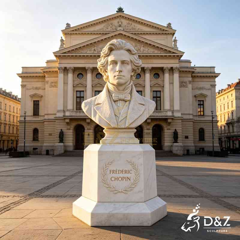 White Marble Frederic Chopin Bust Statue for Sale DZJ-821