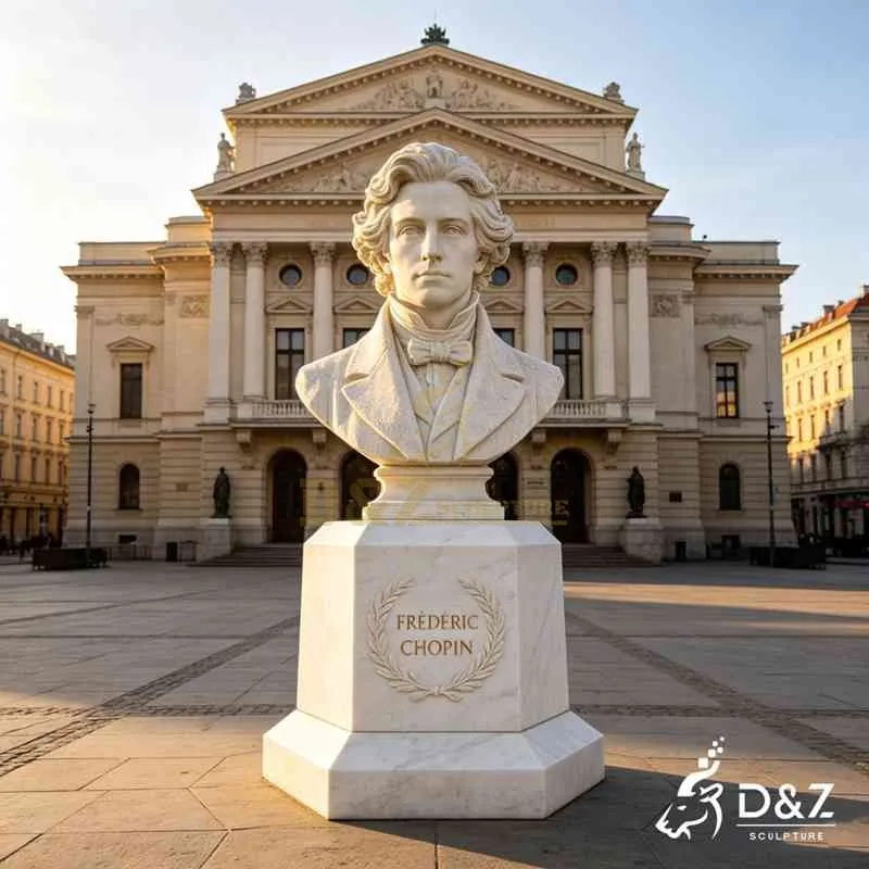 White Marble Frederic Chopin Bust Statue for Sale DZJ-821