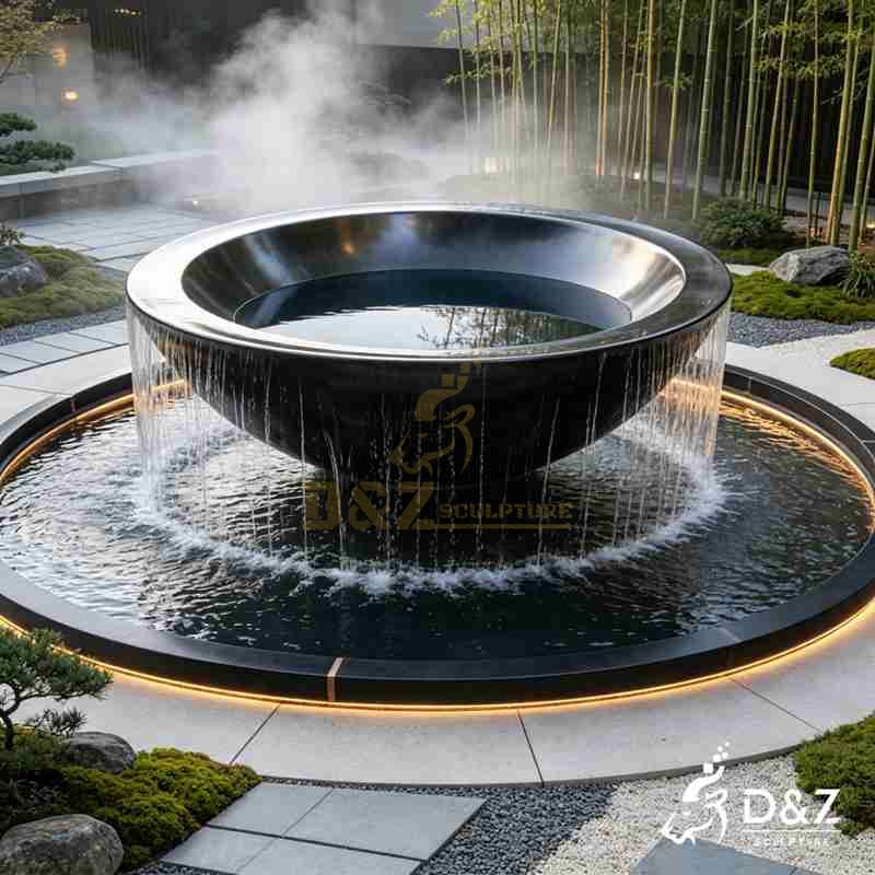 Metal Bowl Water Fountain | Large Modern Black Fountain DZJ-826