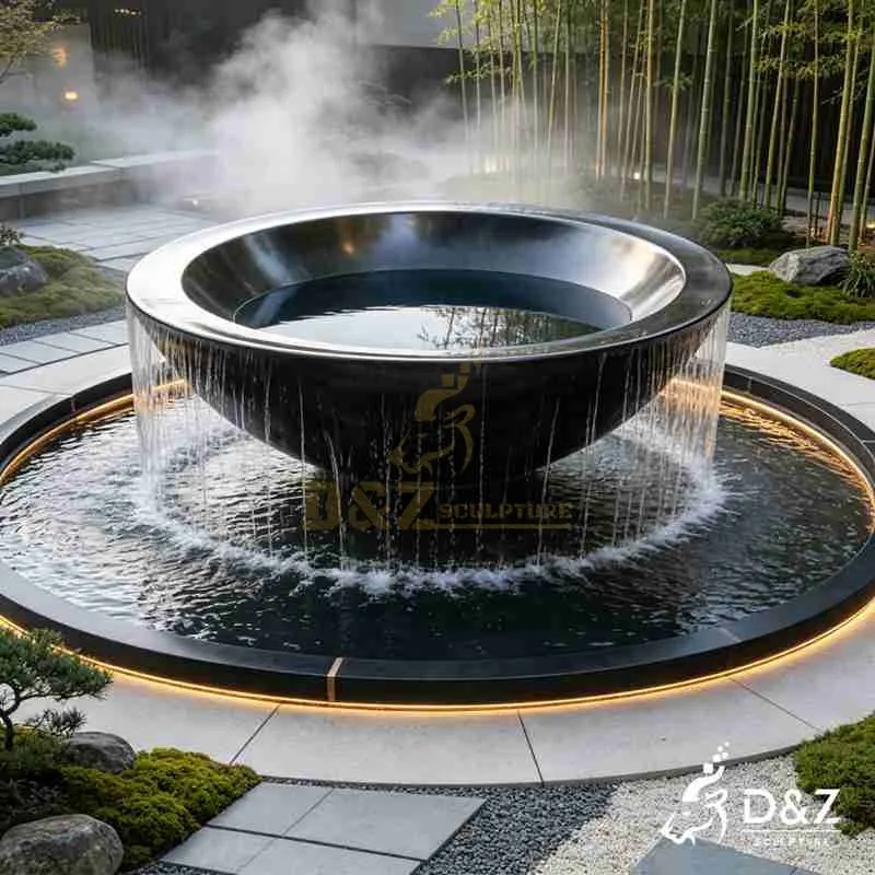 Metal Bowl Water Fountain | Large Modern Black Fountain DZJ-826