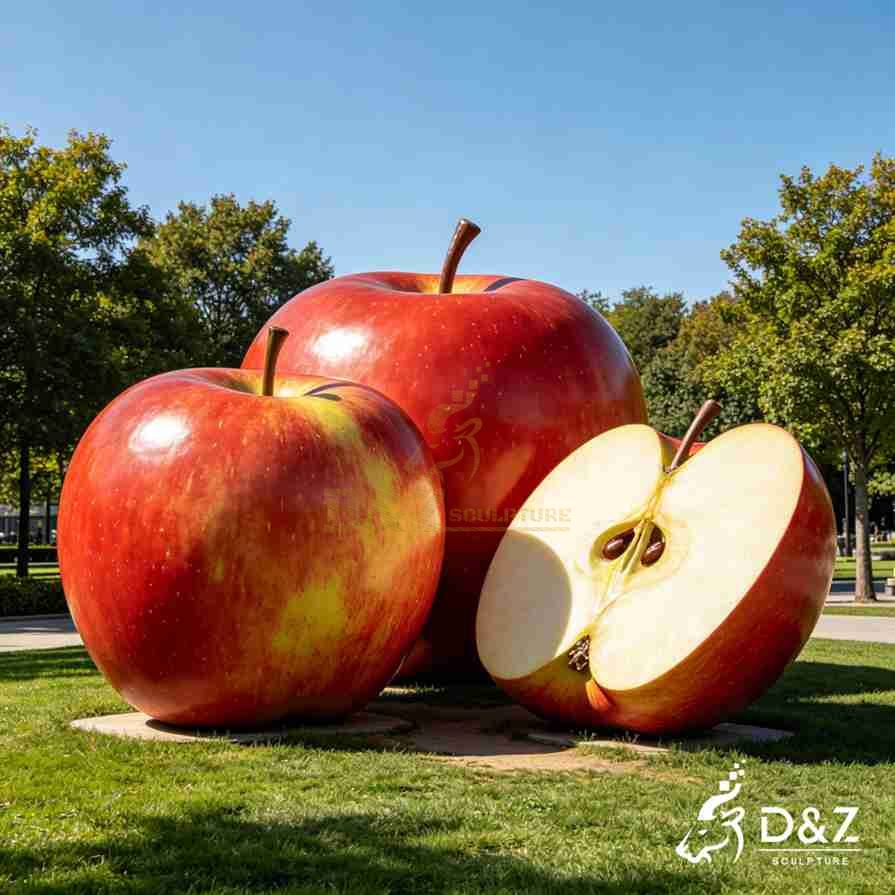 Large Red Apple Sculpture for Garden | Fruit Sculpture DZ-839