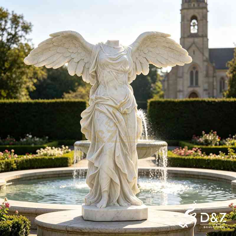 Large White Marble Headless Angel Statue | Nike-Inspired Art DZJ-832