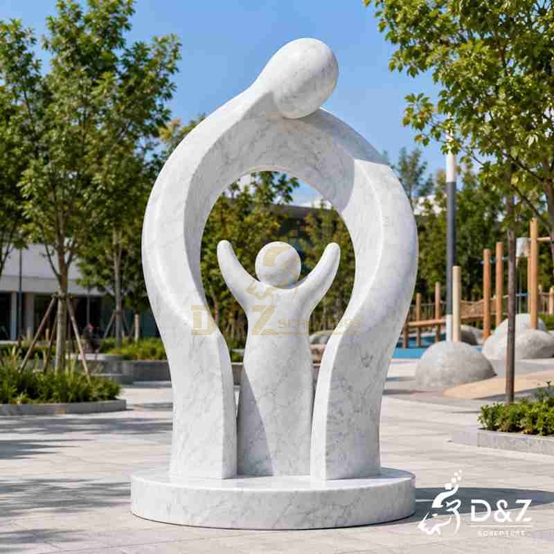 Large Marble Mother and Child Statue | Modern Abstract Art DZJ-837
