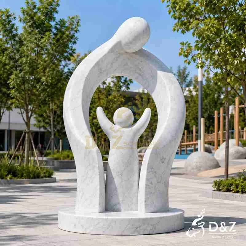Large Marble Mother and Child Statue | Modern Abstract Art DZJ-837