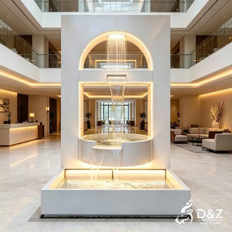 Large Modern Minimalist Indoor Fountain | Custom Metal Water Feature DZJ-841