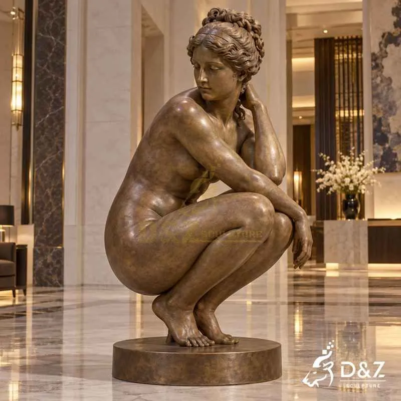 Bronze Crouching Venus Statue | Classical Goddess Sculpture DZJ-847