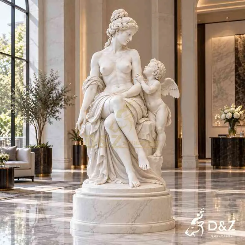 Venus and Cupid Statue | Marble Roman Goddess Art DZJ-848