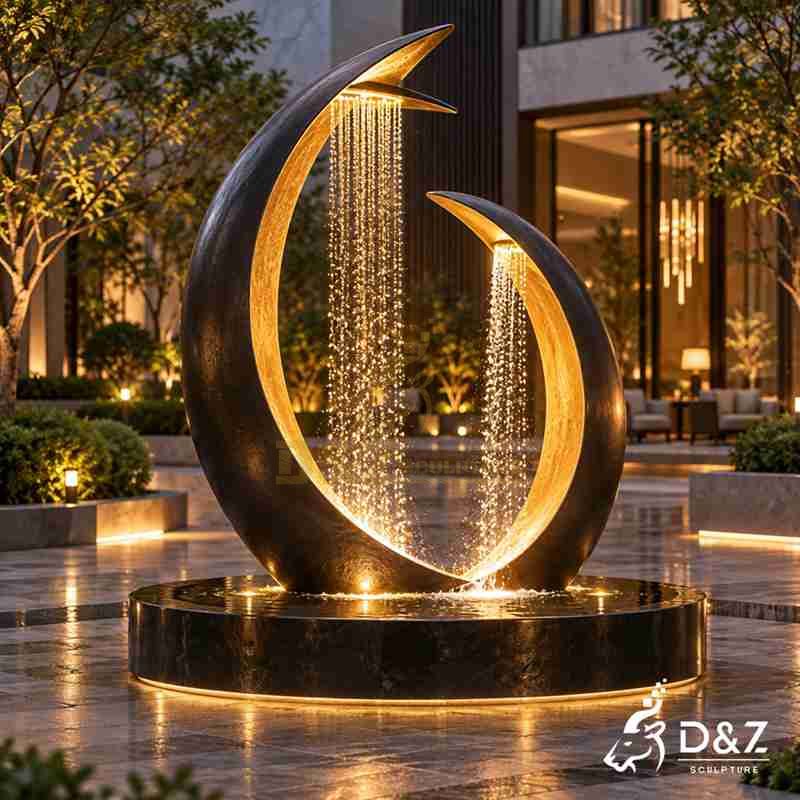 Modern Metal Fountain | Outdoor Rain Curtain Water Feature DZJ-850