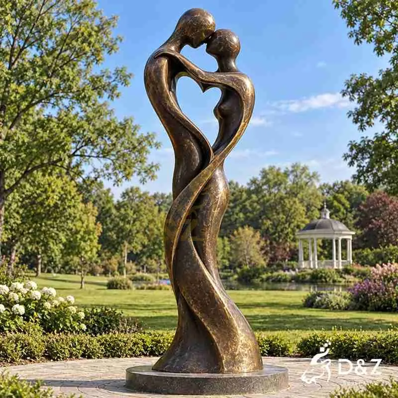 Couple in Love Sculpture | Abstract Bronze Statue DZJ-856