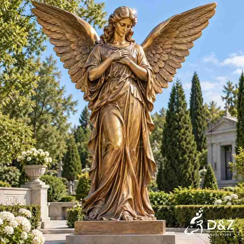 Bronze female guardian angel outdoor garden statue
