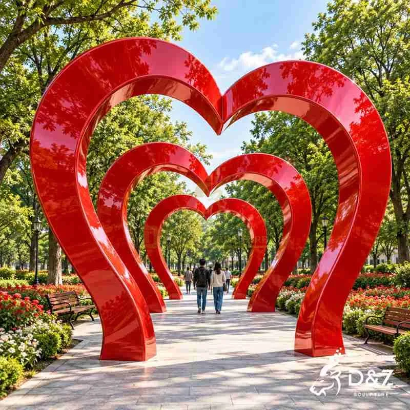 Large Red Love Heart Sculpture | Walk-Through Metal Art DZJ-862