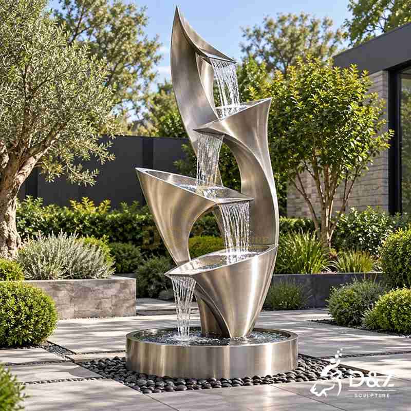 Garden Circle Stainless Steel Fountain Sculpture For Decoration