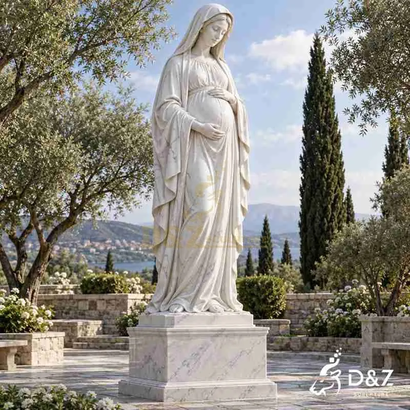Pregnant Virgin Mary Statue | Custom White Marble Sculpture DZJ-868