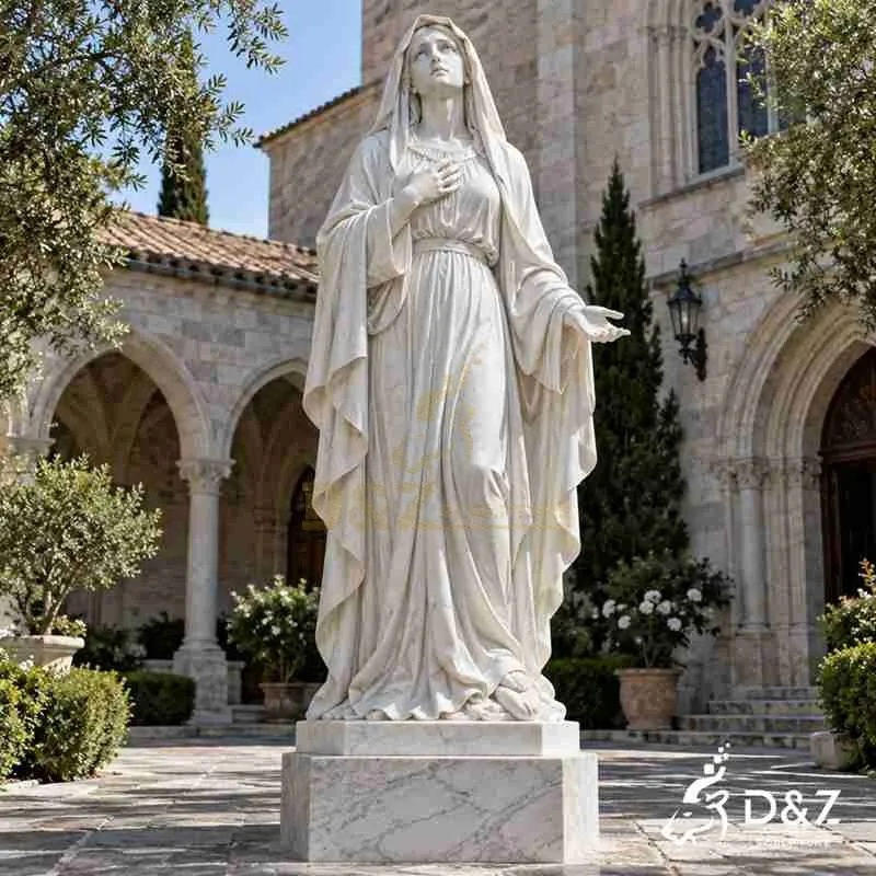 Crying Virgin Mary Statue | Large White Marble Art DZJ-869