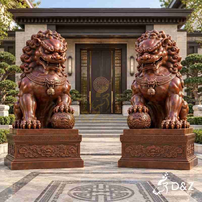 bronze foo dog statue