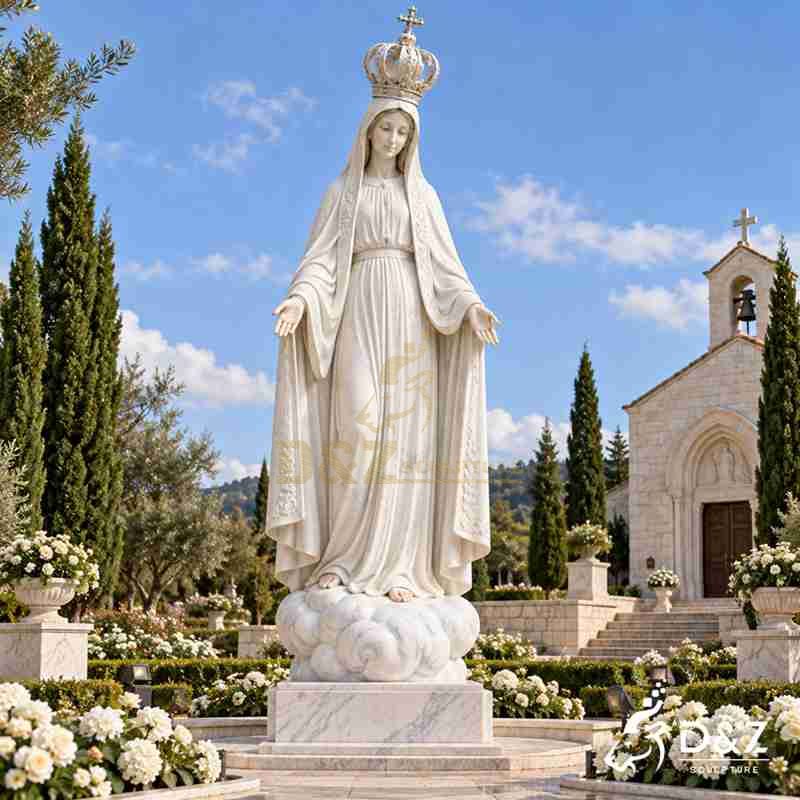 Fatima Virgin Mary Statue | Custom White Marble Art DZJ-871