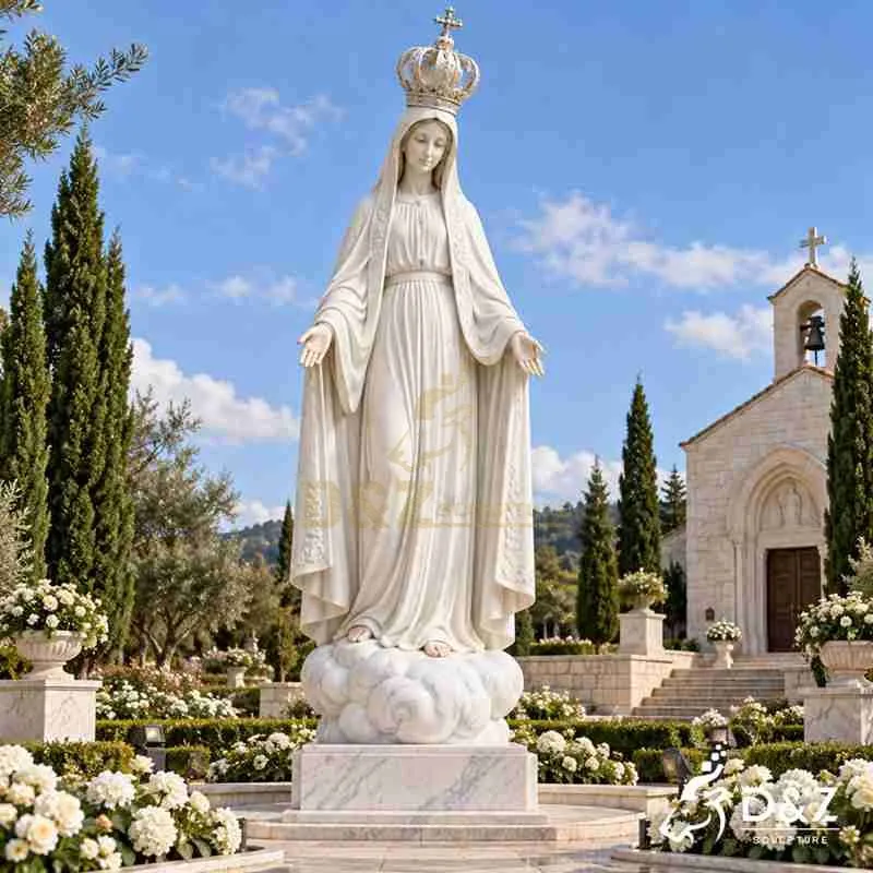 Fatima Virgin Mary Statue | Custom White Marble Art DZJ-871