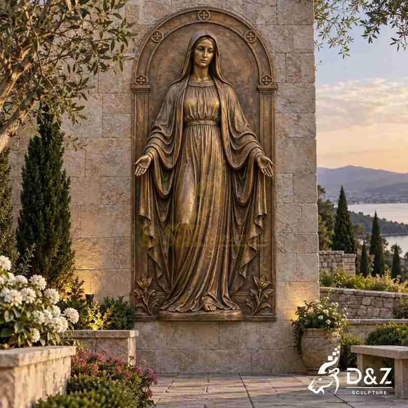 Virgin Mary Wall Statue | Custom Bronze Religious Relief DZJ-872