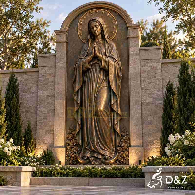 virgin mary bronze statue