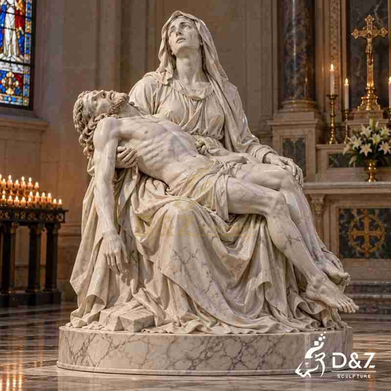 Marble Pieta Virgin Mary Statue | Mary and Dead Jesus Statue DZJ-873