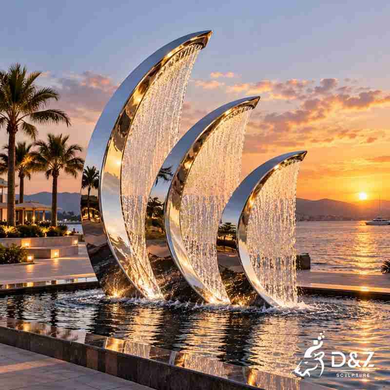 stainless steel waterfall fountain3