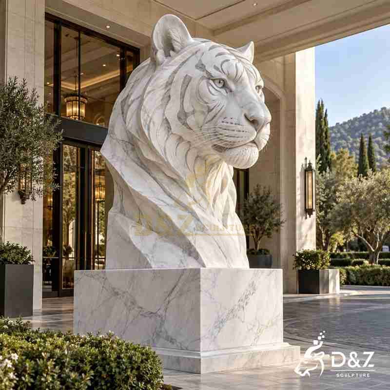 white tiger head statue3