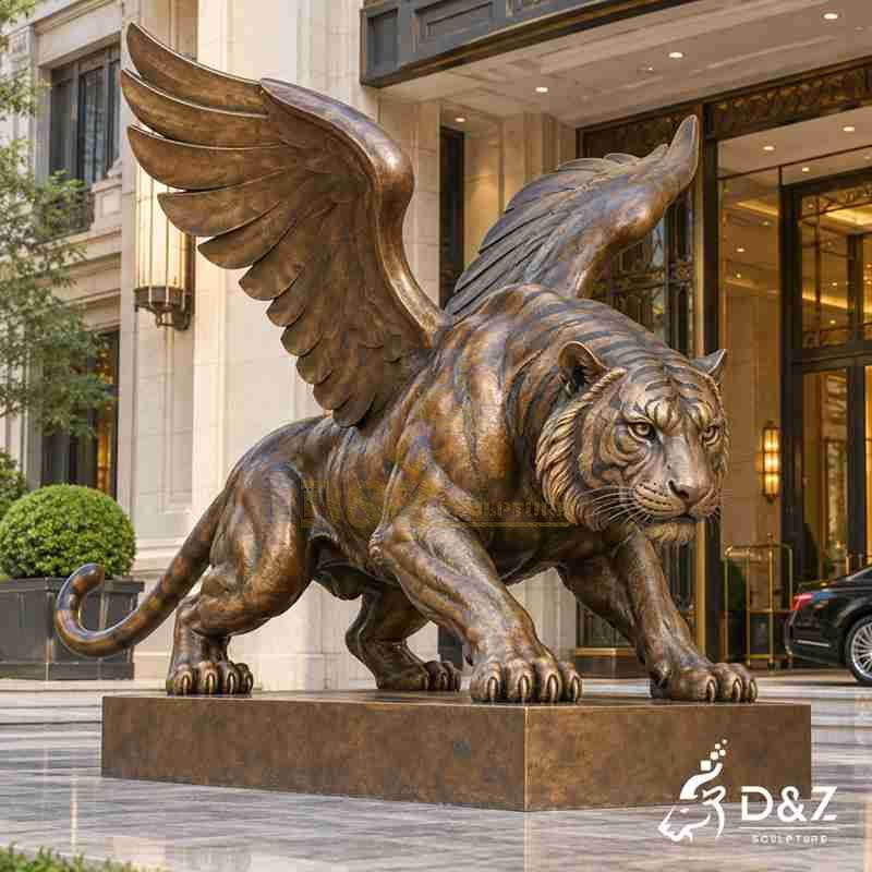 Large Bronze Winged Tiger Statue for Outdoor DZJ-885