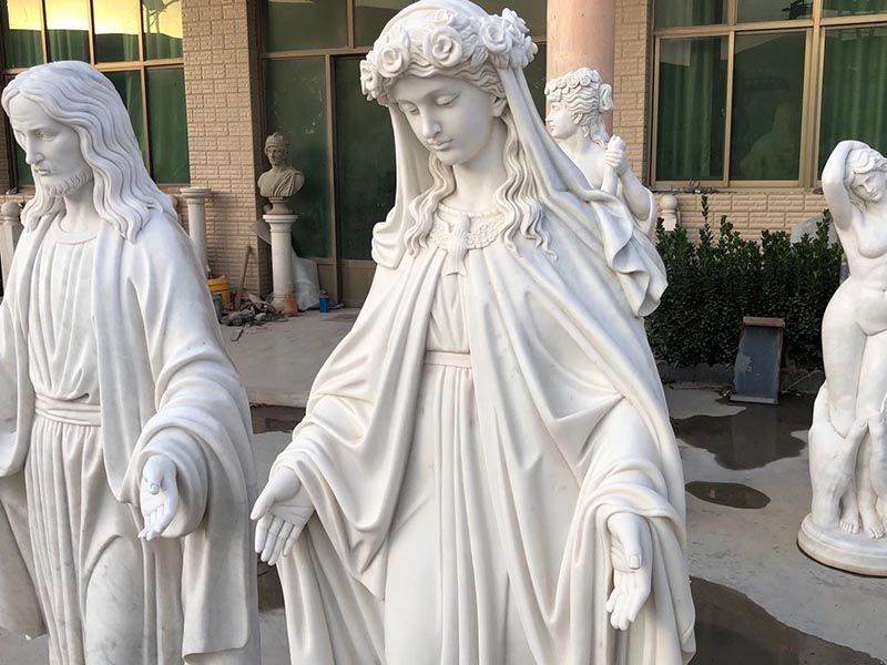 Virgin Mary White Marble Sculpture