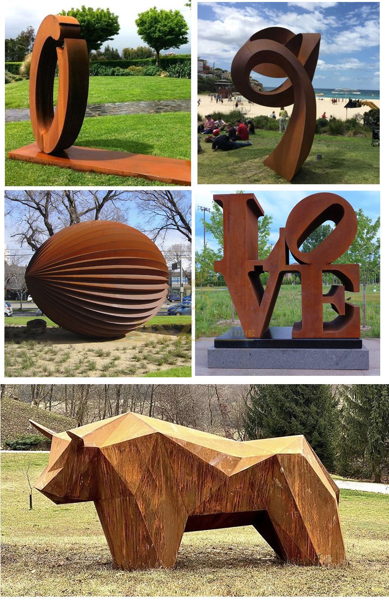 corten steel garden art